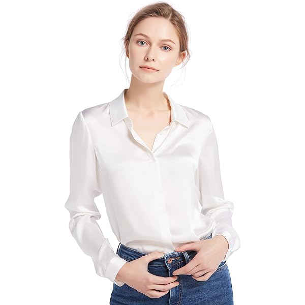 LilySilk Womens Pure Silk Shirt Ladies 22MM Mulberry Silk Bow Tie